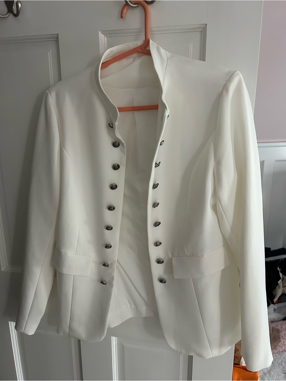 White Military-Style Women's Blazer Jacket